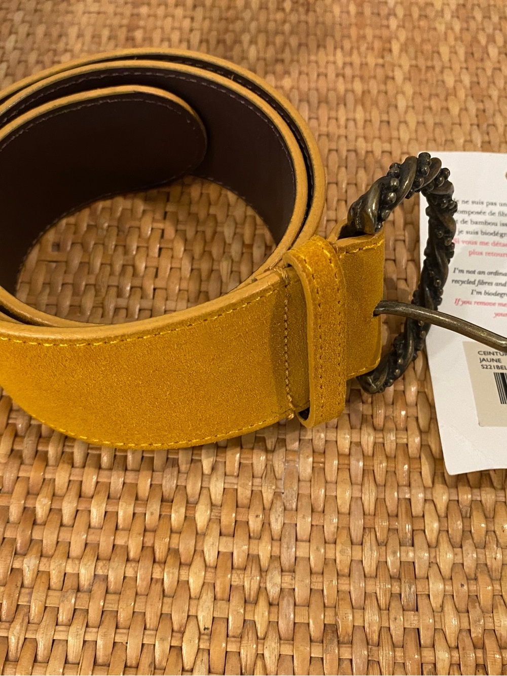 Sezane Ava Mustard Yellow Suede Women's Belt